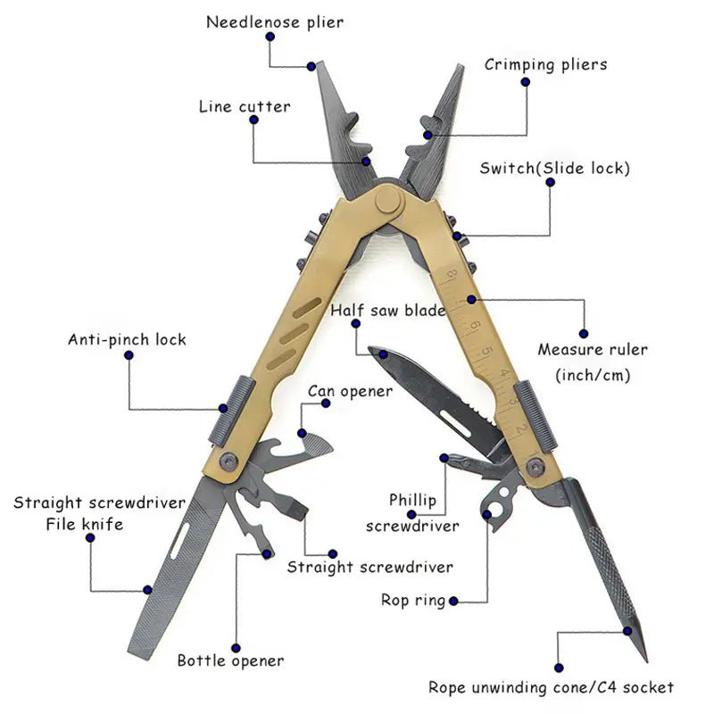 Stainless Steel Multitool with Pliers
